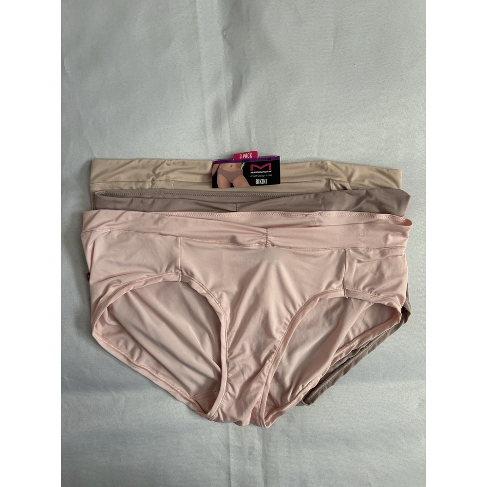 NEW Maidenform Everyday Luxe Bikini Panties 2XLarge Multi-Color DM3TBK 3 Pair